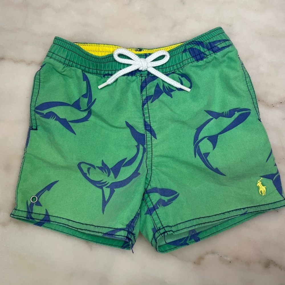 Polo Ralph Lauren Green Shark Print swim trunks 18 months